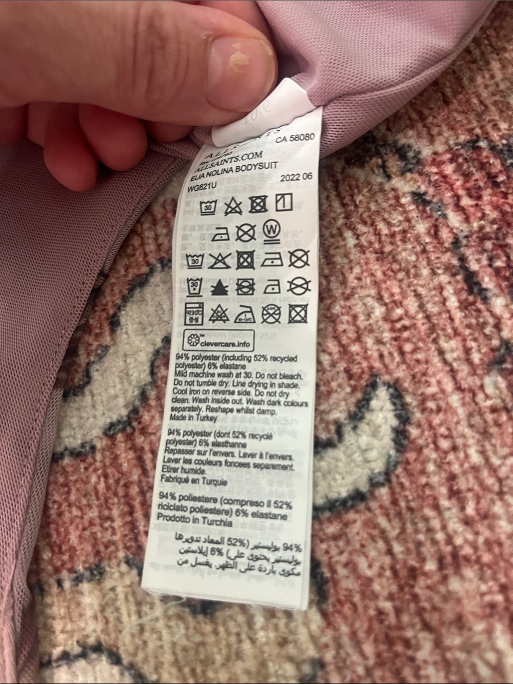 All Saints Nolina Elia Bodysuit In Blush size 6 - Picture 12 of 12